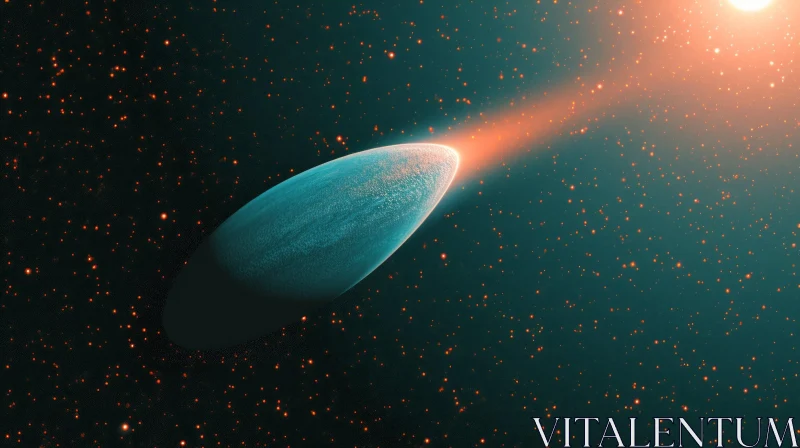 Celestial Phenomenon: Radiant Comet in Blue and White AI Image