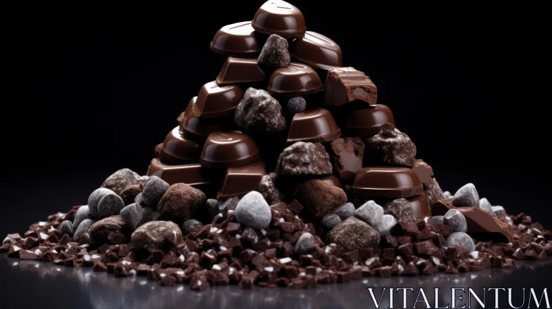 AI ART Close-up of Chocolate Pieces and Rocks | Rich Colors