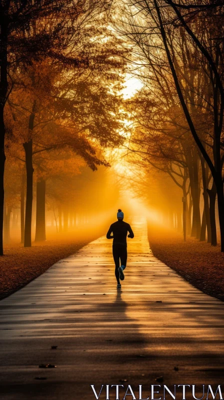 Sporty Morning Run in Sunlit Park AI Image
