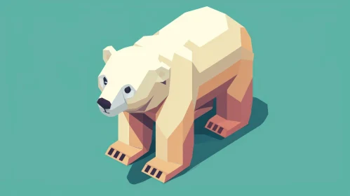 3D Polar Bear Illustration in Serene Green Environment