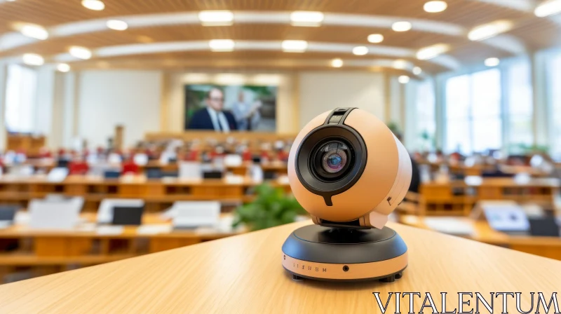 Captivating Conference Room with Large Screen and Camera AI Image