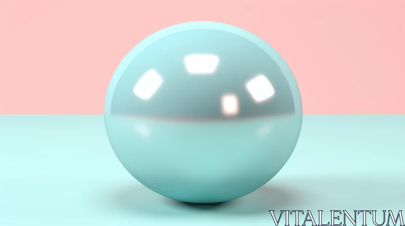 Elegant 3D Rendering of a Blue Sphere on a Pink and Blue Background AI Image