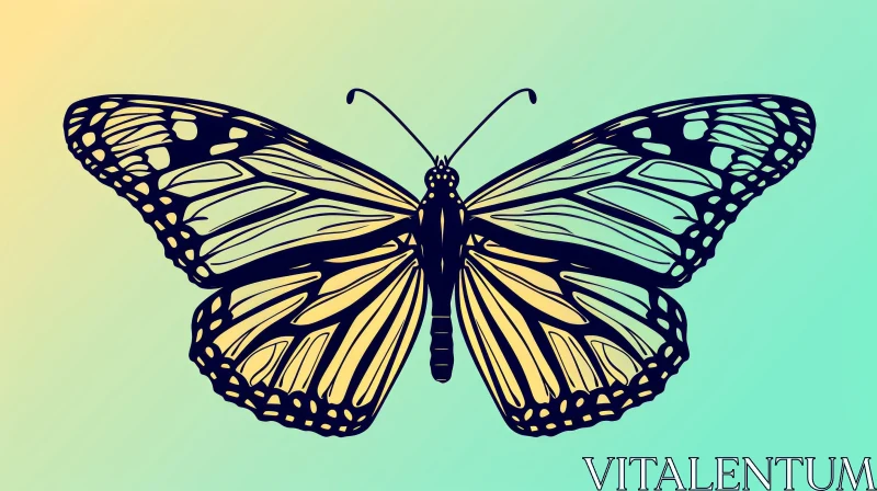 Elegant Butterfly Illustration on Gradient Background AI Image