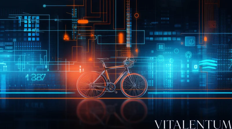 Futuristic Bicycle in Cityscape AI Image