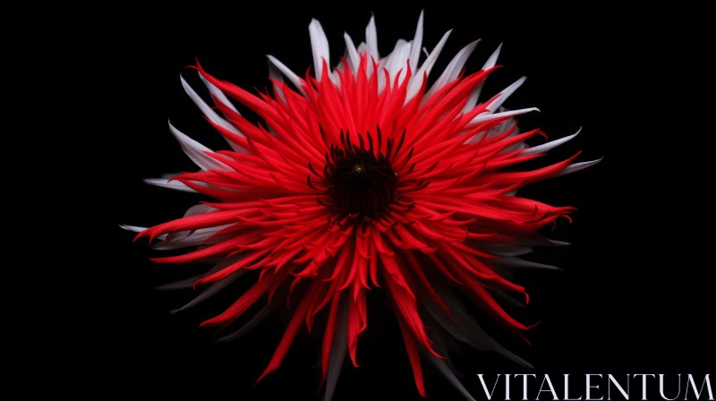 Red and White Dahlia Flower Close-Up AI Image