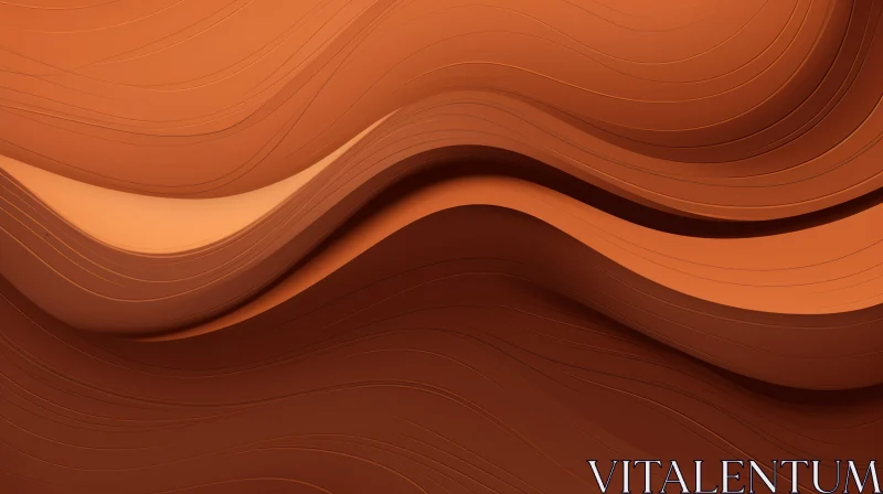 Chocolate Brown Wavy 3D Surface - Tranquil Background AI Image