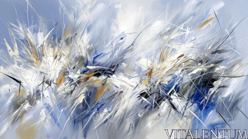 Expressive Abstract Art in Blue, White, and Yellow AI Image