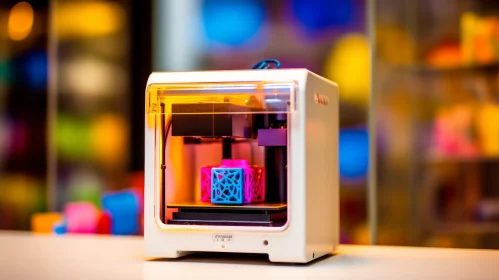 Innovation in Motion: 3D Printer Creating a Colorful Cube