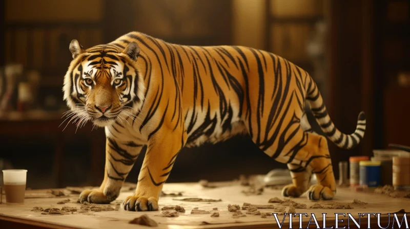Powerful Tiger - Striking Wildlife Image AI Image
