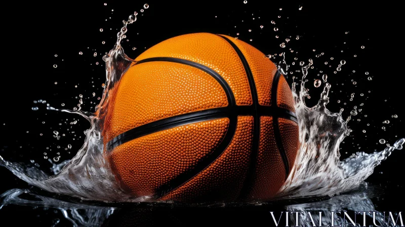 Basketball Splash into Water Close-up AI Image