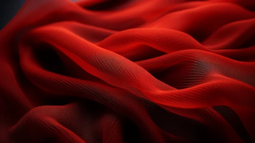 Elegant Red Silk Fabric with Wavy Pattern - Luxurious Texture