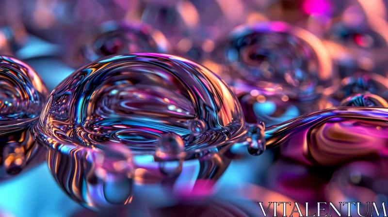 Iridescent Bubble Art - Blue, Purple, Pink AI Image