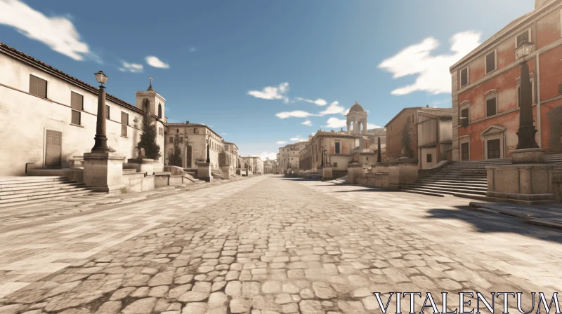 Italian Renaissance Revival: Captivating 3D Rendering of an Old Street AI Image