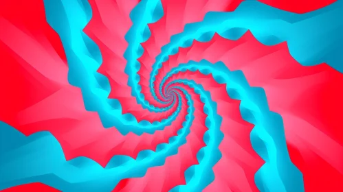 Blue and Red Spiral 3D Rendering