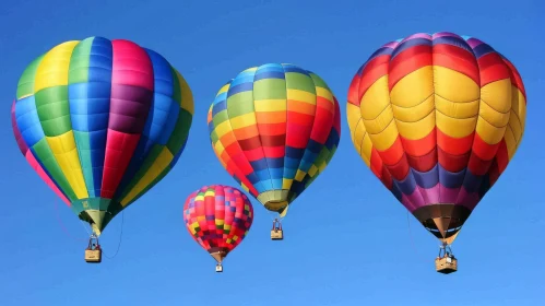 Colorful Hot Air Balloons in Clear Blue Sky