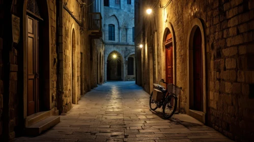 Enchanting European City Street - Lantern-lit Cobblestone Alley