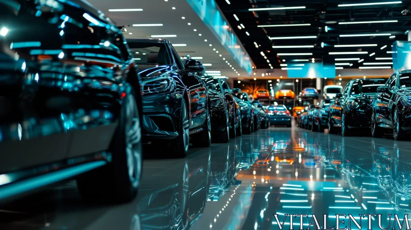 Luxury Black Car Dealership Display AI Image