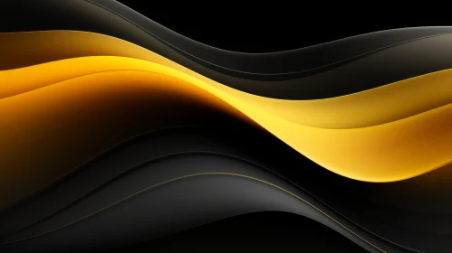 Mesmerizing 3D Black and Yellow Wave Artwork