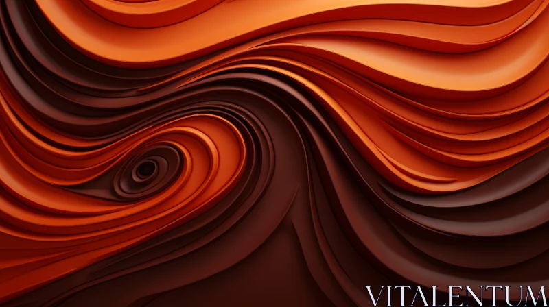 Orange and Brown 3D Abstract Waves Background AI Image
