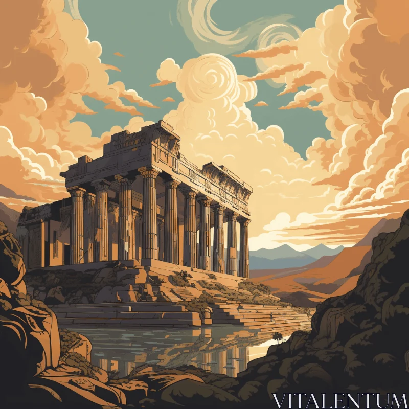 AI ART Ancient Greek Temple in Intricate Psychedelic Landscapes