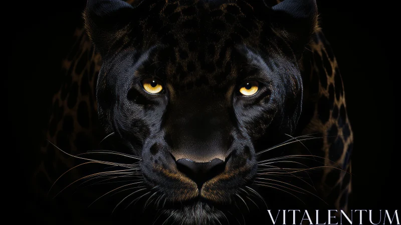 Intense Close-up of Majestic Black Panther AI Image