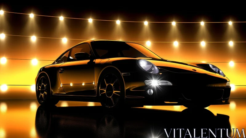 Luxurious Black Porsche 911 Carrera - 3D Rendering AI Image