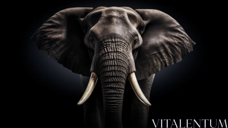 Majestic Elephant Portrait on Black Background AI Image