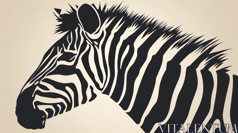 Zebra Head Vector Illustration Profile Black White Stripes AI Image