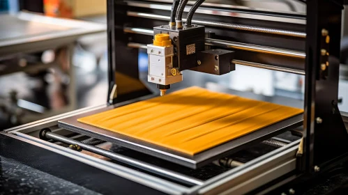 3D Printer Printing Yellow Object - Technology Art