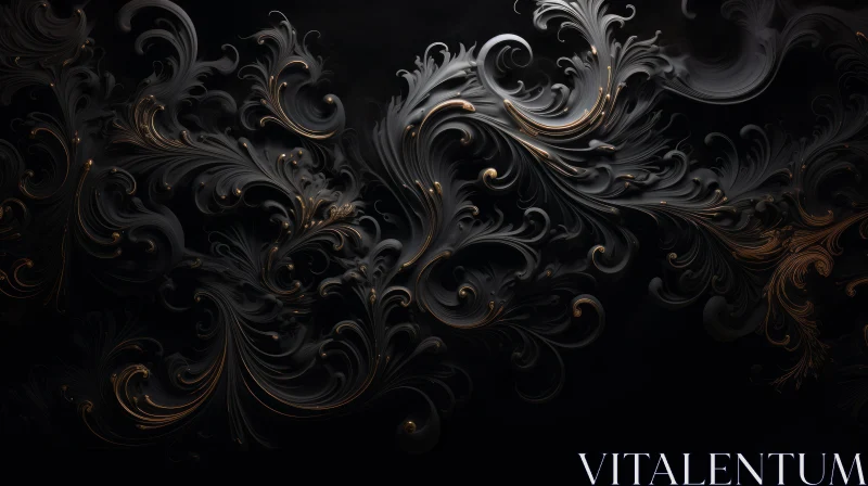Elegant Black and Gold Swirl Pattern Background AI Image