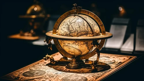 Antique Terrestrial Globe on Wooden Stand
