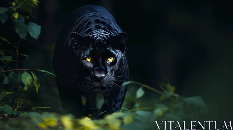 AI ART Majestic Black Panther in Jungle