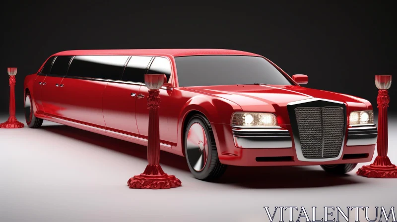 Luxurious Red Limousine on Red Carpet AI Image