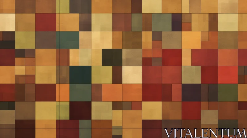 Warmth and Richness: Abstract Mosaic of Squares in Brown, Red, Orange, Yellow AI Image