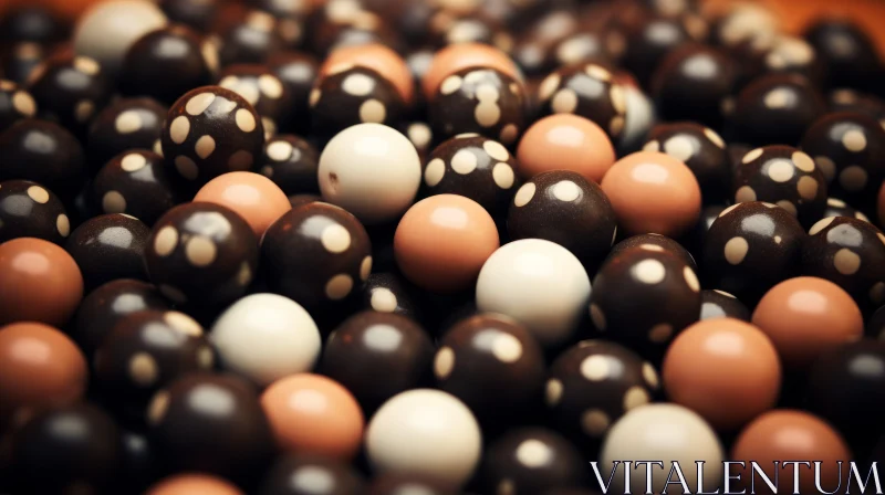 Close-up of Chocolate Candy Balls with Polka Dots AI Image