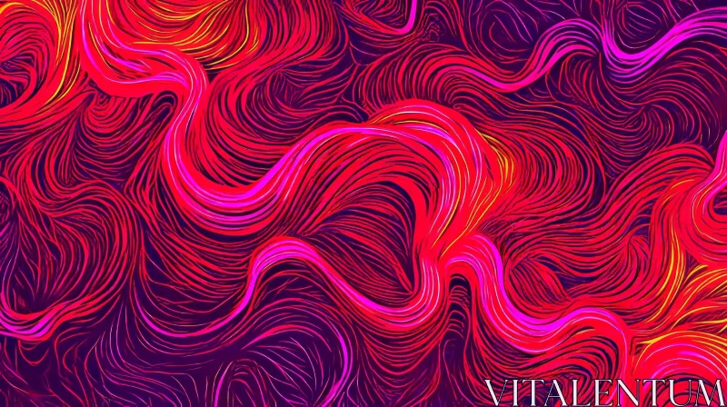 Colorful Abstract Painting with Wavy Lines AI Image