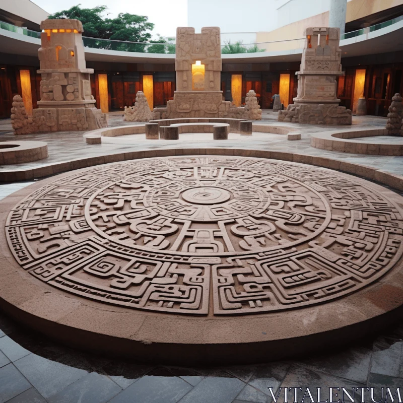 Enchanting Mayan-inspired Stone Sculpture: A Fusion of Tradition and Innovation AI Image