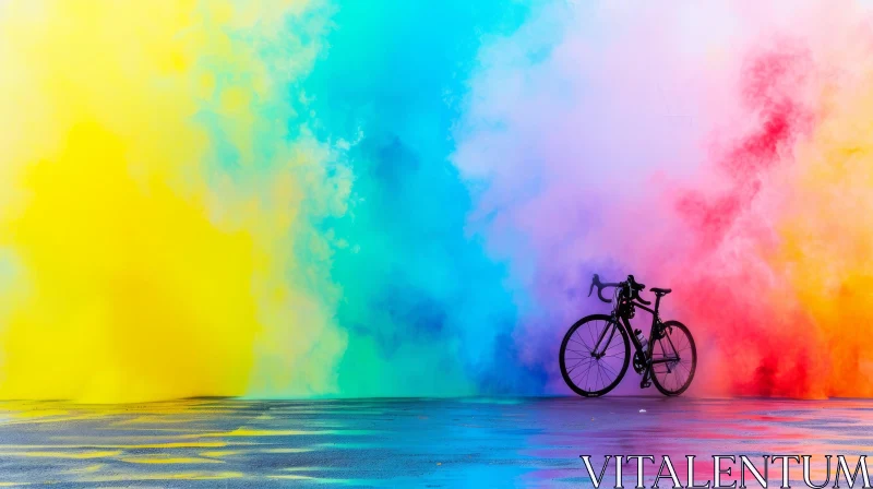 Colorful Wall Bicycle Photo - Surreal Street Art AI Image
