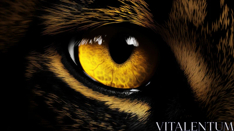 Intense Tiger Eye Close-up AI Image