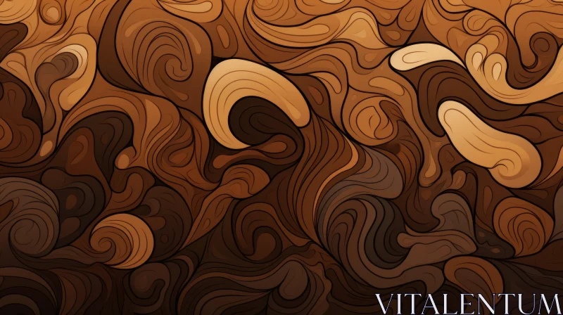 Coffee-Colored Interlocking Swirls Pattern for Websites and Prints AI Image