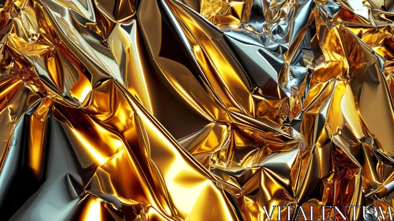 Elegant 3D Gold and Silver Foil Rendering AI Image