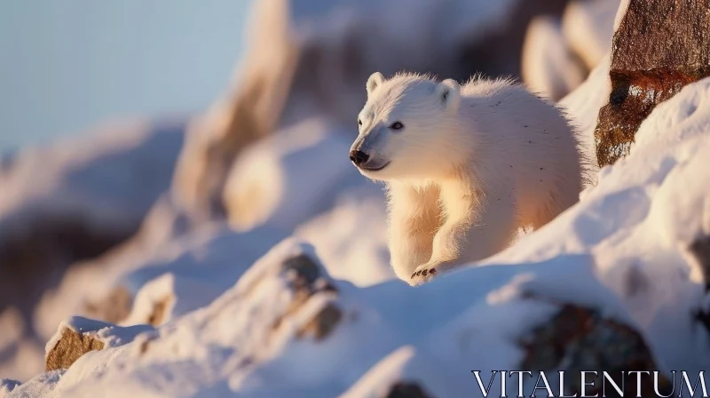 Polar Bear Cub Wildlife Photography AI Image