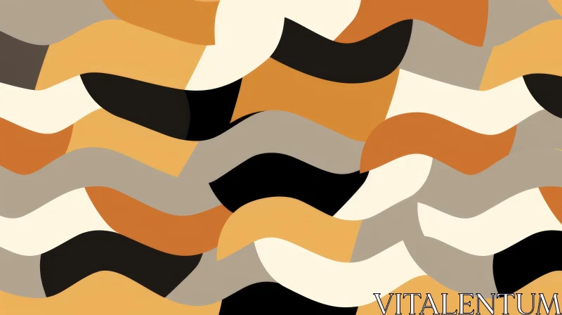 Retro 70s Abstract Waves - Brown, Orange, Black, White AI Image