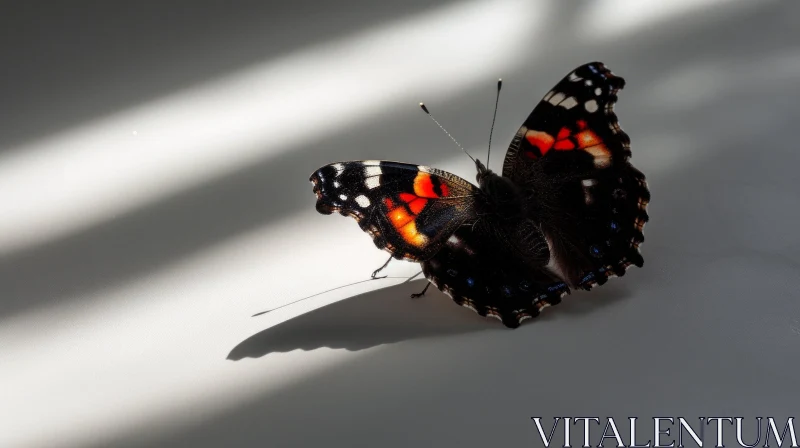 Stunning Butterfly with Black, Red, and Yellow Markings AI Image