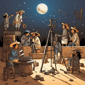 Captivating Illustration of Mexican Astronomers at Work | Night Photography