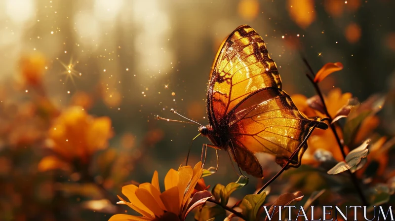 Exquisite Butterfly and Flower Close-up in Natural Setting AI Image