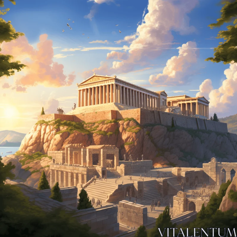 Majestic Rock: A Stunning Tribute to Greek Art and Architecture AI Image