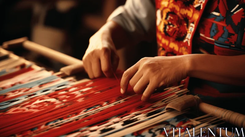 Meticulous Weaving of Red and White Cloth | Consumer Culture Critique AI Image