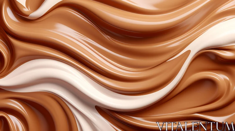 Smooth Brown and White Liquid Background AI Image