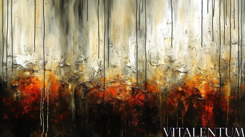 Vivid Abstract Painting in Red, Orange, Yellow, and White AI Image